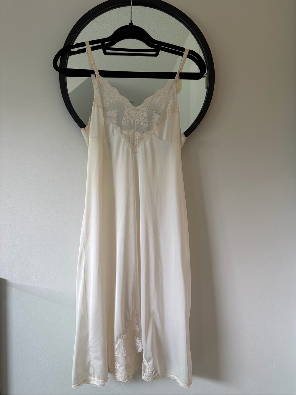 Vintage Lace Trim Cream Slip Dress